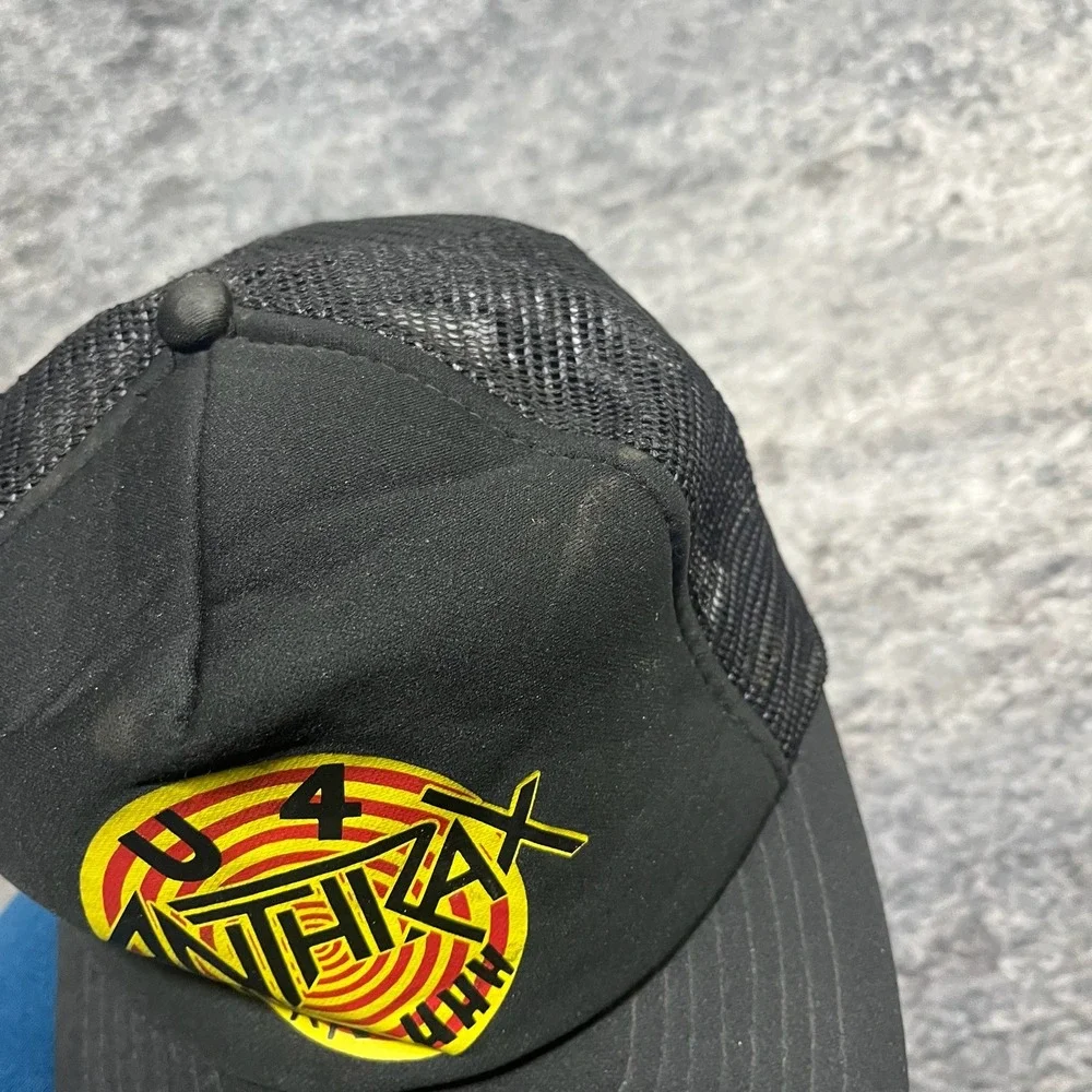 Vintage U4 Anthrax Trucker Hat Mesh Back Metal Rock‎ Band Adjustable 80s 90s